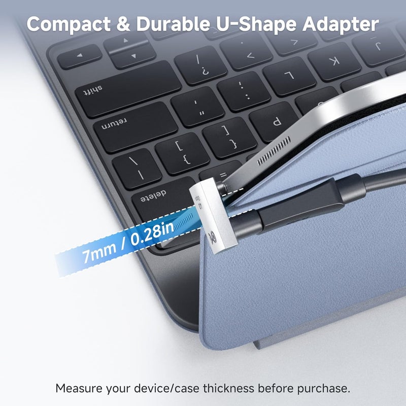 CableMatters محول USB C على شكل U بسرعة 40Gbps - 2 عبوة / 7 مم / 0.28 بوصة، [فيديو 4K@240Hz، شحن 240W، نقل بيانات 40Gbps]، محول USB C بزاوية لجهاز iPhone 17، Nintendo Switch 2، والأجهزة اللوحية - Image 2